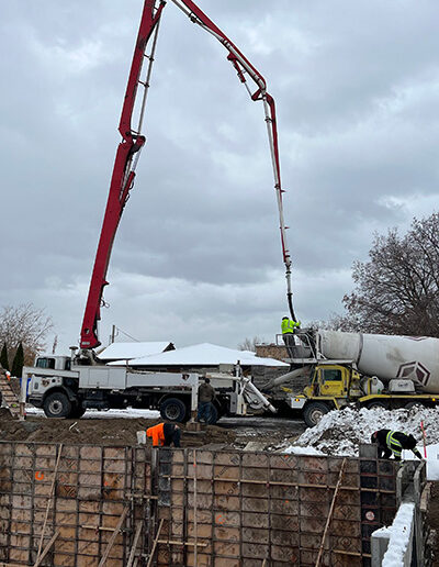 final basement wall being poured