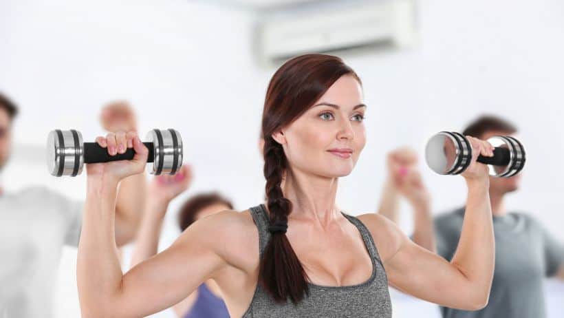 a woman doing strength training