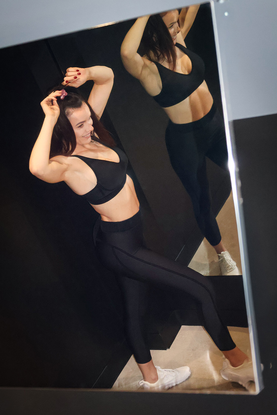 woman in the posing room